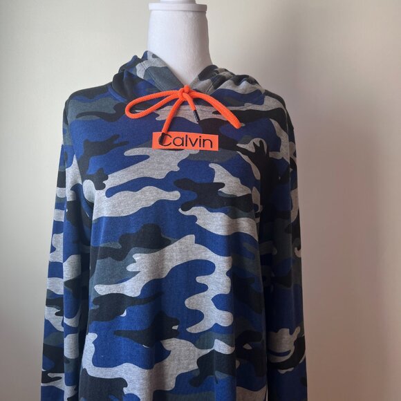🩵Calvin Klein Blue Camo Logo Hoodie, Size L. Super comfy and cute! - Picture 2 of 7